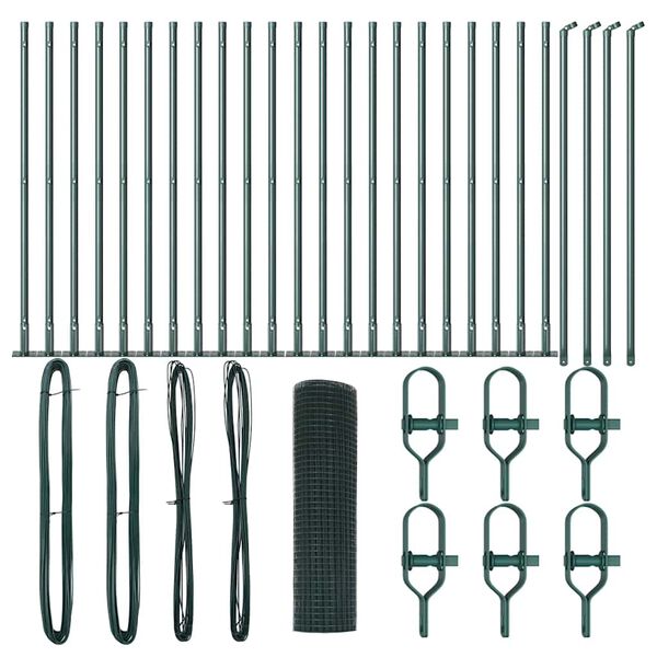 vidaXL Plotov&yacute; sloupek. Zelen&aacute; 50 x 1 m (12 x 12 mm mř&iacute;žka) Ocel a PVC