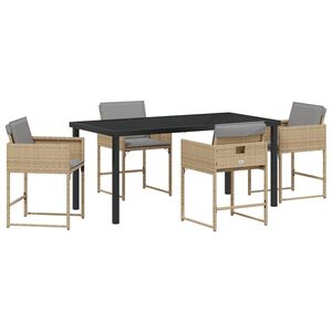 vidaXL Zahradn&iacute; j&iacute;deln&iacute; souprava 5 pcs B&eacute;žov&aacute; polyratan