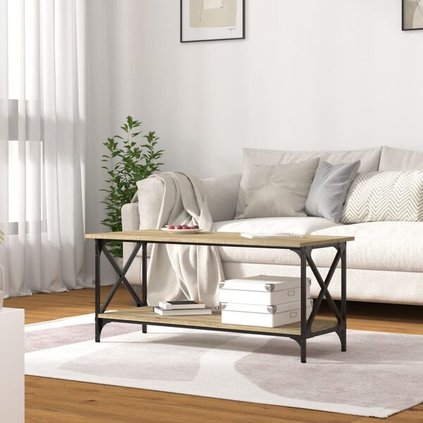 vidaXL Konferenčn&iacute; stolek dub sonoma 100x45x45 cm kompozit a železo