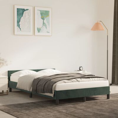 vidaXL Rám postele s čelem tmavě zelený 120 x 190 cm samet