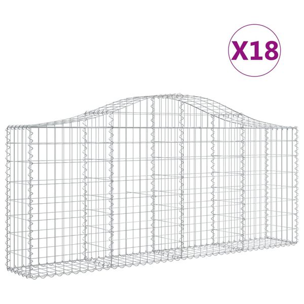 vidaXL Klenut&eacute; gabionov&eacute; ko&scaron;e 18ks 200x30x80/100 cm pozinkovan&eacute; železo
