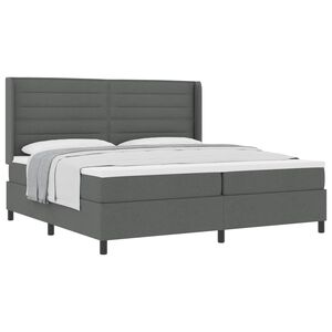 vidaXL Postel s boxspringem s pol&scaron;t&aacute;řem Tmavě &scaron;ed&aacute; 200 x 200 cm textil