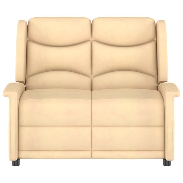 vidaXL 2místné masážní polohovací křeslo krémové látka z mikrovlákna