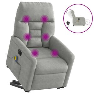 vidaXL Elektrick&eacute; zvedac&iacute; mas&aacute;žn&iacute; polohovac&iacute; křeslo světle &scaron;ed&eacute;