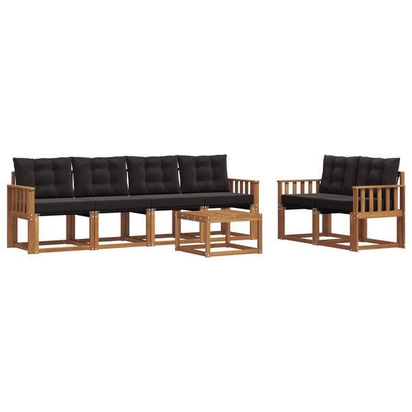 vidaXL Venkovn&iacute; pohovkov&aacute; souprava s pol&scaron;t&aacute;řem 7 pcs Přirozen&aacute; a čern&aacute;