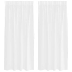 vidaXL Voile Z&aacute;clona se z&aacute;clonami 2 pcs B&iacute;l&aacute; 175 x 140 cm Polyester