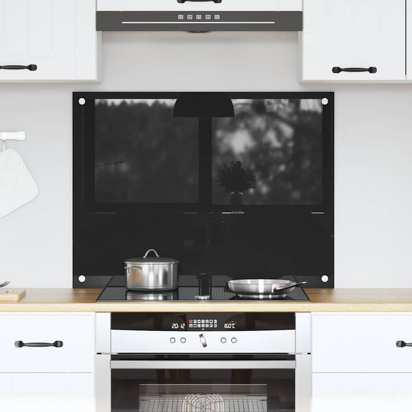 vidaXL Kuchyňsk&aacute; z&aacute;stěna Čern&aacute; 80 x 60 cm tvrzen&eacute; sklo