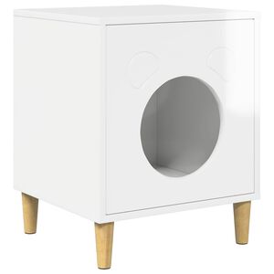 vidaXL Kočič&iacute; dům Leskl&aacute; B&iacute;l&aacute; 42,5 x 40 x 53 cm Kompozitn&iacute; dřevo