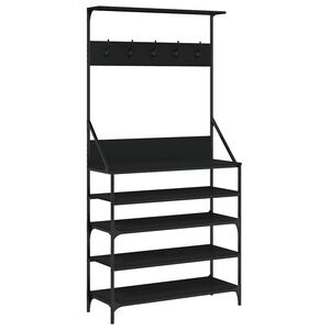 vidaXL Stojan na oblečen&iacute; s prostorem pro obuv čern&yacute; 90 x 34 x 184 cm