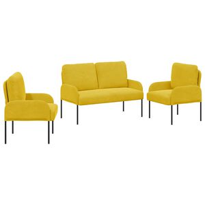 vidaXL Sedac&iacute; soupravy 3 pcs Žlut&aacute; 115 x 56 x 80 cm Překližka