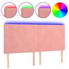 vidaXL Čelo postele s LED růžov&eacute; 180x5x118/128 cm samet
