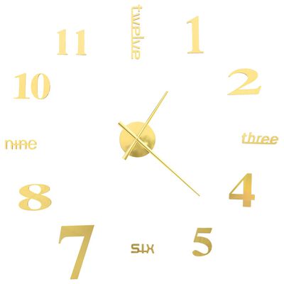 vidaXL 3D Nástěnné hodiny s moderním designem 100 cm XXL zlaté