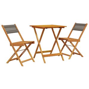vidaXL 3d&iacute;ln&yacute; bistro set &scaron;ed&yacute; polypropylen a masivn&iacute; dřevo