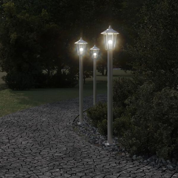 vidaXL Venkovn&iacute; stojac&iacute; lampa stř&iacute;brn&aacute; 120 cm nerezov&aacute; ocel