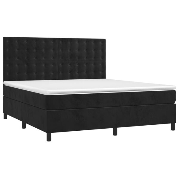 vidaXL Box spring postel s matrac&iacute; čern&aacute; 180x200 cm samet