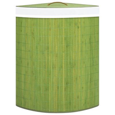 vidaXL Rohový bambusový koš na prádlo zelený 60 l