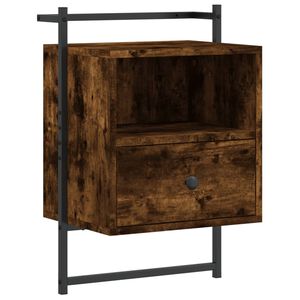 vidaXL Nočn&iacute; stolek n&aacute;stěnn&yacute; kouřov&yacute; dub 40x30x61 cm kompozitn&iacute; dřevo