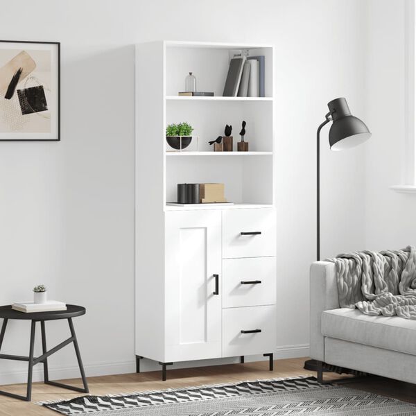 vidaXL Skř&iacute;ň highboard b&iacute;l&aacute; 69,5 x 34 x 180 cm kompozitn&iacute; dřevo