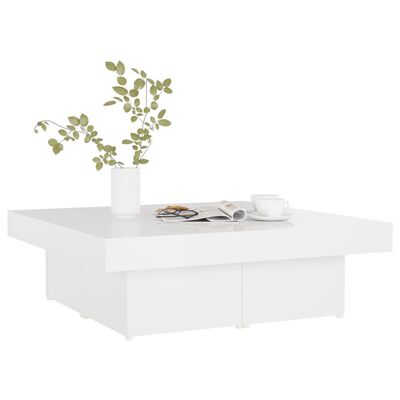 vidaXL Konferenční stolek bílý vysoký lesk 90 x 90 x 28 cm dřevotříska
