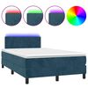 vidaXL Box spring postel s matrac&iacute; a LED tmavě modr&aacute; 120x190 cm samet