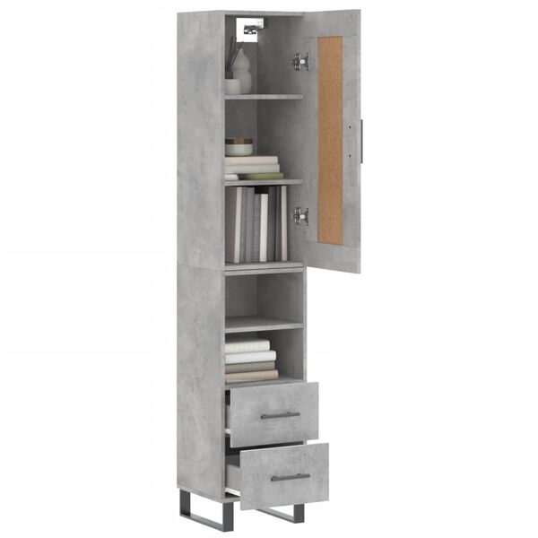 vidaXL Skř&iacute;ň highboard betonově &scaron;ed&aacute; 34,5x34x180 cm kompozitn&iacute; dřevo