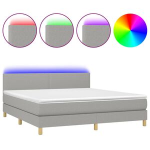 vidaXL Box spring postel s matrac&iacute; a LED světle &scaron;ed&aacute; 180x200 cm textil
