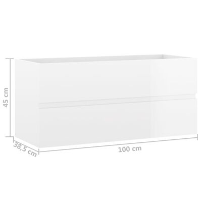 vidaXL Skříňka pod umyvadlo bílá vysoký lesk 100x38,5x45cm dřevotříska