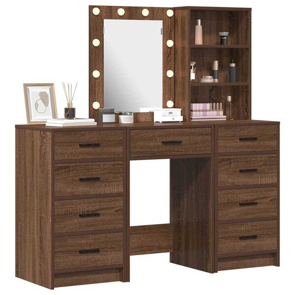 vidaXL Kosmetick&yacute; stůl 3 pcs Hněd&aacute; 40 x 41 x 135 cm Kompozitn&iacute; dřevo