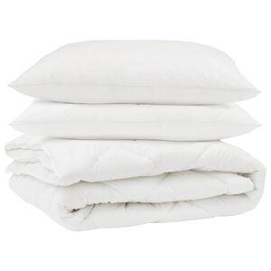 vidaXL Přikr&yacute;vka s pol&scaron;t&aacute;řem 3 pcs B&iacute;l&aacute; Mikrovl&aacute;kno