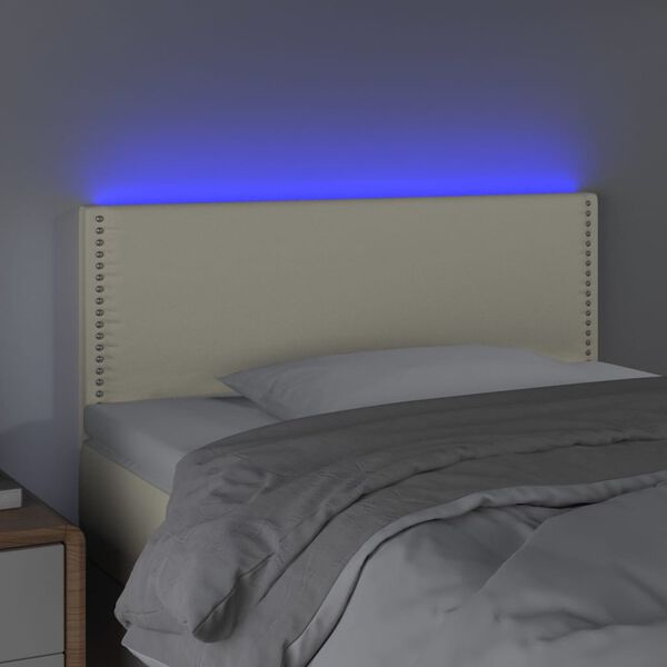 vidaXL Čelo postele s LED kr&eacute;mov&eacute; 90x5x78/88 cm uměl&aacute; kůže