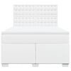 vidaXL Box spring postel s matrac&iacute; b&iacute;l&aacute; 160x200 cm uměl&aacute; kůže