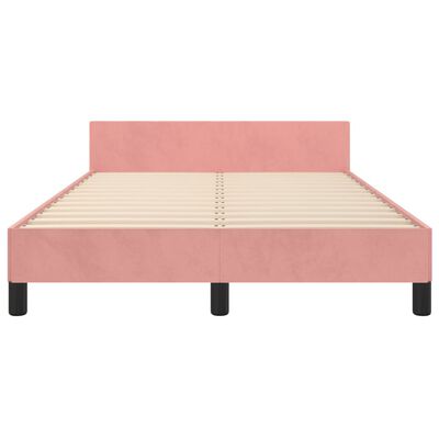 vidaXL Rám postele s čelem růžový 120 x 200 cm samet