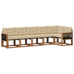 vidaXL Venkovn&iacute; pohovkov&aacute; souprava 6 pcs Přirozen&aacute; a B&eacute;žov&aacute;