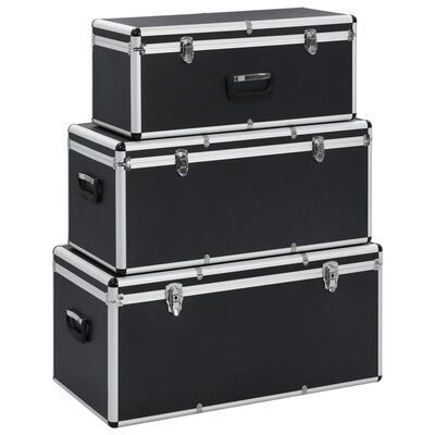 vidaXL Úložné kufry 3 ks černé hliníkové