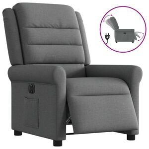 vidaXL Elektrick&eacute; polohovac&iacute; křeslo tmavě &scaron;ed&eacute; textil