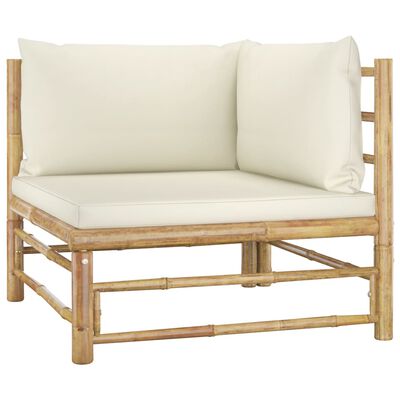 vidaXL 10dílná zahradní sedací souprava + krémově bílé podušky bambus