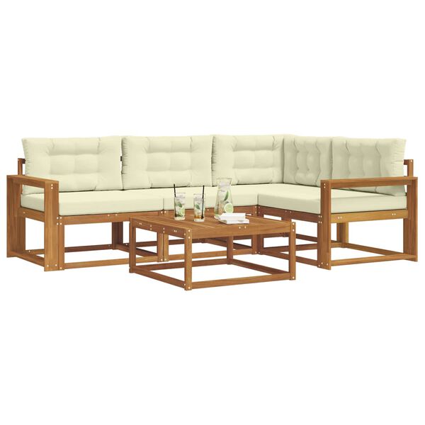 vidaXL Venkovn&iacute; pohovkov&aacute; souprava 5 pcs Přirozen&aacute; a Kr&eacute;mov&aacute;