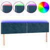 vidaXL Čelo postele s LED tmavě modr&eacute; 180x5x78/88 cm samet