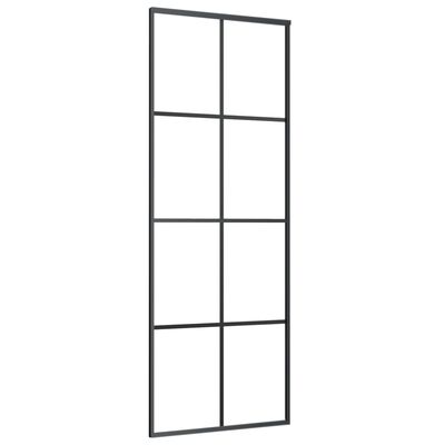 vidaXL Posuvné dveře černé 76 x 205 cm ESG sklo a hliník