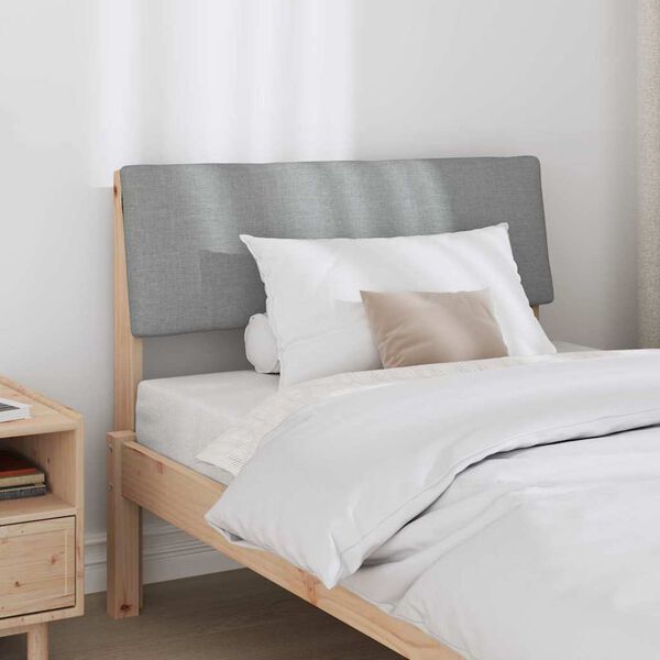 vidaXL Čalouněné čelo postele Světle šedá 100 cm Masivní borové dřevo