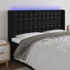 vidaXL Čelo postele s LED čern&eacute; 163 x 16 x 118/128 cm uměl&aacute; kůže