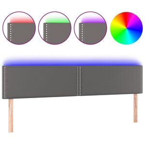 vidaXL Čelo postele s LED &scaron;ed&eacute; 200x5x78/88 cm uměl&aacute; kůže