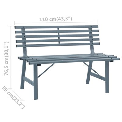 vidaXL Zahradní lavička 110 cm ocel šedá
