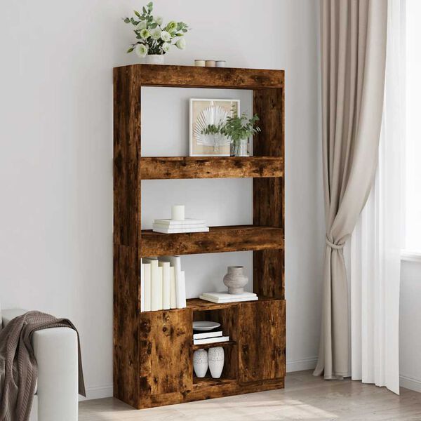 vidaXL Skř&iacute;ň highboard kouřov&yacute; dub 92 x 33 x 180 cm kompozitn&iacute; dřevo