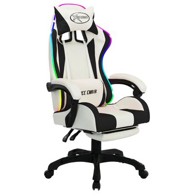 vidaXL Herní židle s RGB LED podsvícením černo-bílá umělá kůže