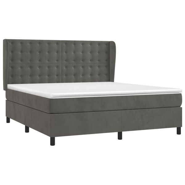 vidaXL Box spring postel s matrac&iacute; tmavě &scaron;ed&aacute; 160x200 cm samet