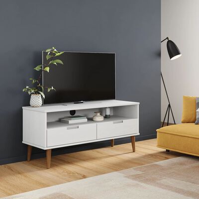 vidaXL TV stolek MOLDE bílý 106 x 40 x 49 cm masivní borové dřevo