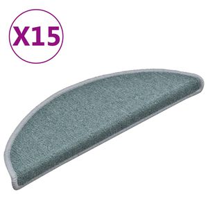vidaXL Schodov&eacute; rohože 15 ks 56 x 17 x 3 cm mořsky modr&eacute; půlkulat&eacute;