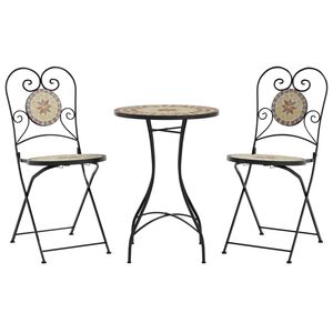 vidaXL Mozaikov&yacute; bistro set terakotov&yacute; a b&iacute;l&yacute; železo a keramika