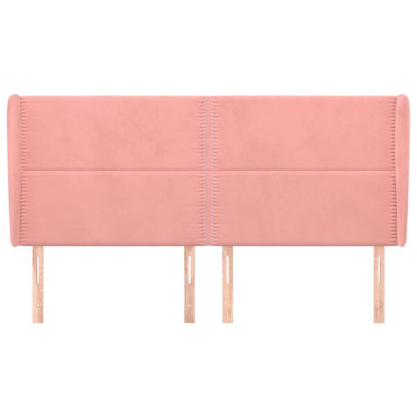 vidaXL Čelo postele typu u&scaron;&aacute;k růžov&aacute; 163x23x118/128 cm samet